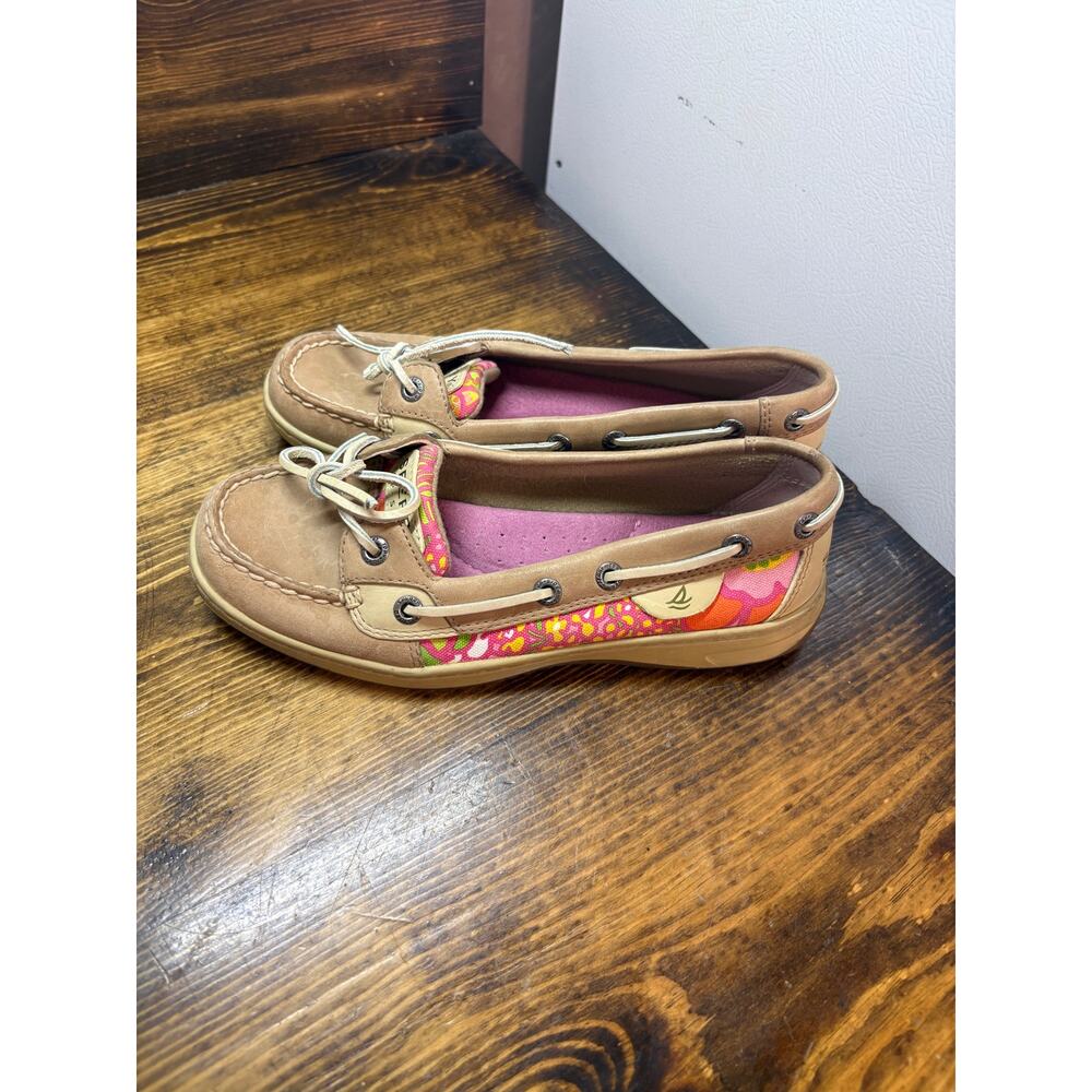 Sperry Tan And Pink Loafers Size 5.5